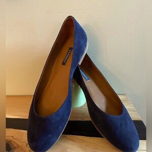 $353 US Margaux suede and patent ballet flats - size UK 42.5 (fits US 11)